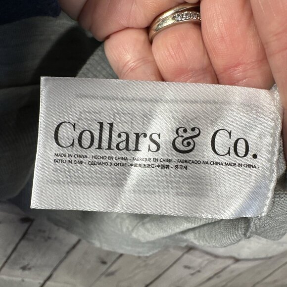 Collars &‎ Co Polo Shirt Mens Large Gray Bellagio Buttonless Merino Sweater - Picture 4 of 7